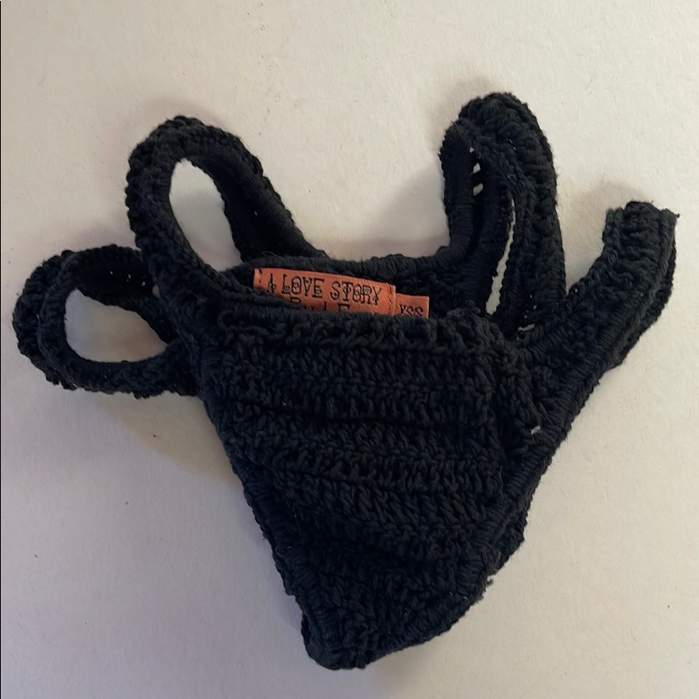 Black Crochet Bikini Bottoms